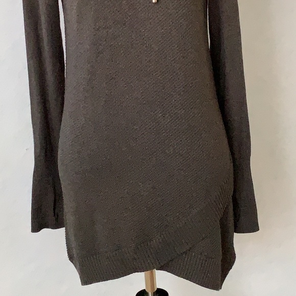 Dakini Dark Gray Hooded Long Sweater Dress - Picture 3 of 12